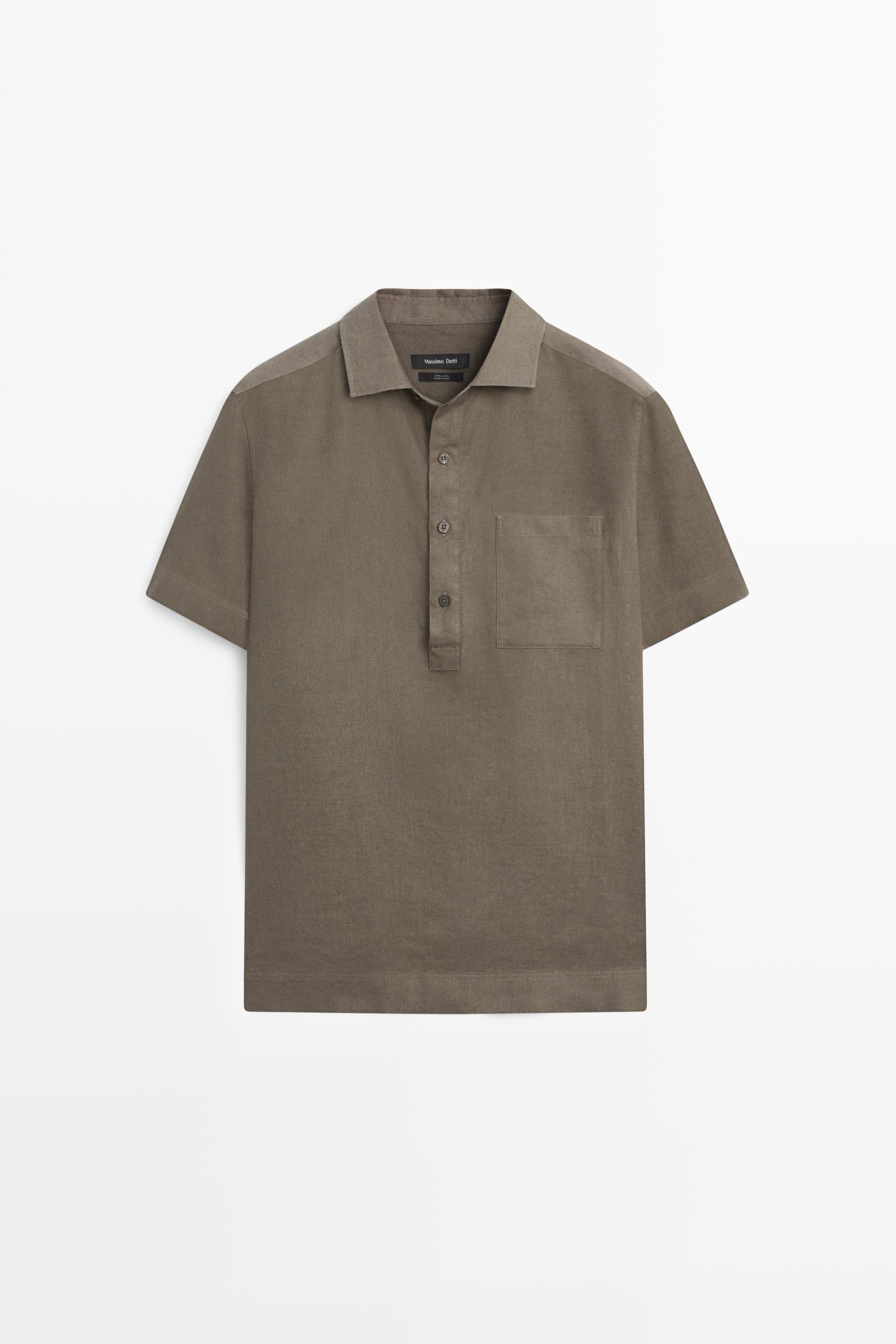 Chemise polo manches courtes 100 % lin